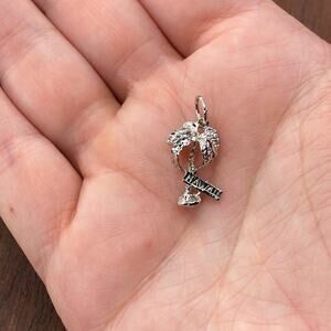 Vintage Crea 925 Sterling Silver "Hawaii" Palm Tree Pendant Bracelet Charm